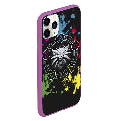 Чехол iPhone 11 Pro матовый Ведьмак: Сила стихий / 3D-Фиолетовый – фото 2