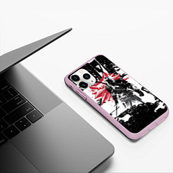 Чехол iPhone 11 Pro матовый Силуэт Ведьмака, цвет: 3D-розовый — фото 2