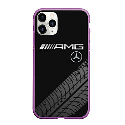 Чехол iPhone 11 Pro матовый Mercedes AMG: Street Racing, цвет: 3D-фиолетовый