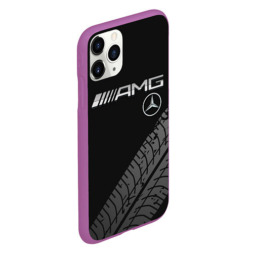 Чехол iPhone 11 Pro матовый Mercedes AMG: Street Racing / 3D-Фиолетовый – фото 2