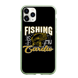 Чехол iPhone 11 Pro матовый Fishing is my Cardio, цвет: 3D-салатовый