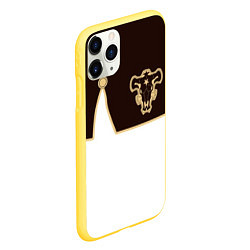 Чехол iPhone 11 Pro матовый Черный Клевер: Мантия, цвет: 3D-желтый — фото 2