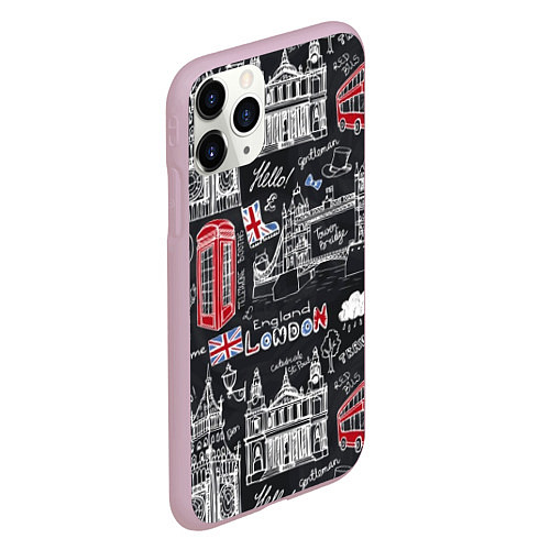 Чехол iPhone 11 Pro матовый Привет Лондон / 3D-Розовый – фото 2