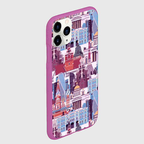 Чехол iPhone 11 Pro матовый Москва архитектура / 3D-Фиолетовый – фото 2