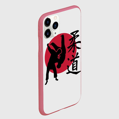 Чехол iPhone 11 Pro матовый Дзюдо бойцы / 3D-Малиновый – фото 2