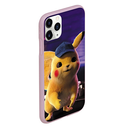 Чехол iPhone 11 Pro матовый Пикачу Детектив / 3D-Розовый – фото 2
