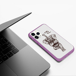 Чехол iPhone 11 Pro матовый Yoga time - elephant, цвет: 3D-фиолетовый — фото 2