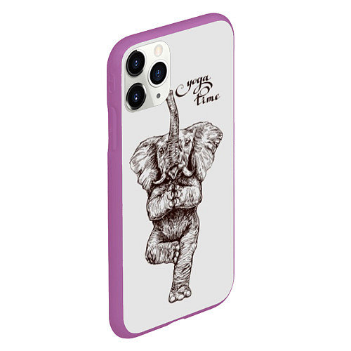 Чехол iPhone 11 Pro матовый Yoga time - elephant / 3D-Фиолетовый – фото 2