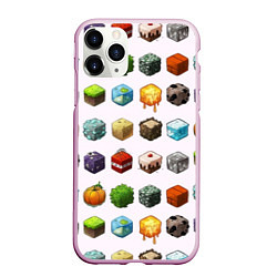 Чехол iPhone 11 Pro матовый Minecraft Cubes, цвет: 3D-розовый