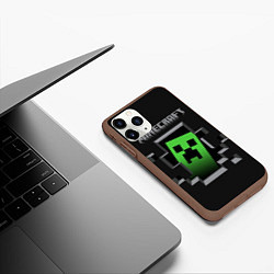 Чехол iPhone 11 Pro матовый Minecraft Creeper, цвет: 3D-коричневый — фото 2