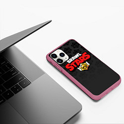 Чехол iPhone 11 Pro матовый Brawl Stars: Black Team, цвет: 3D-малиновый — фото 2