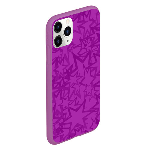 Чехол iPhone 11 Pro матовый Абстракция и звёзды / 3D-Фиолетовый – фото 2