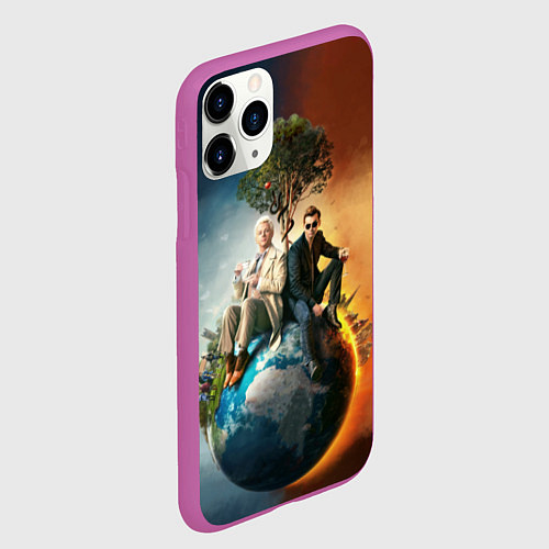 Чехол iPhone 11 Pro матовый Good Omens / 3D-Фиолетовый – фото 2