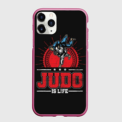Чехол iPhone 11 Pro матовый Judo is life, цвет: 3D-малиновый