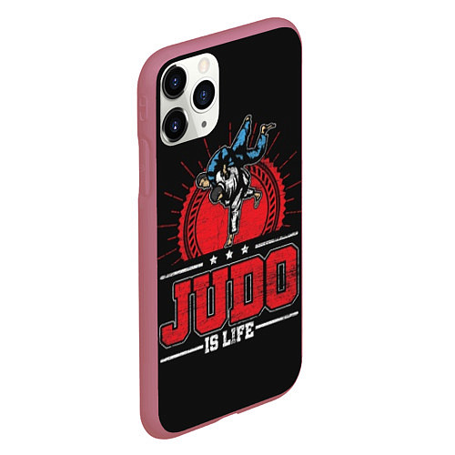 Чехол iPhone 11 Pro матовый Judo is life / 3D-Малиновый – фото 2