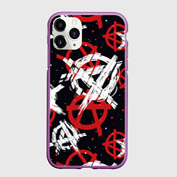Чехол iPhone 11 Pro матовый Анархия - паттерн, цвет: 3D-фиолетовый