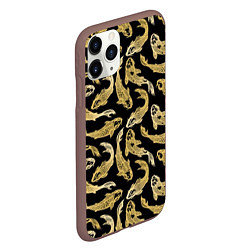 Чехол iPhone 11 Pro матовый Золотые карпы кои, цвет: 3D-коричневый — фото 2