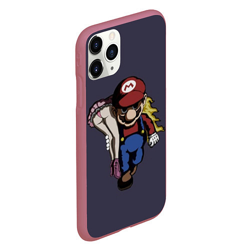 Чехол iPhone 11 Pro матовый Mario Chad / 3D-Малиновый – фото 2