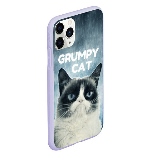 Чехол iPhone 11 Pro матовый Grumpy Cat / 3D-Светло-сиреневый – фото 2