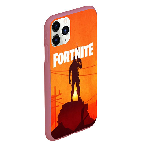 Чехол iPhone 11 Pro матовый Fortnite / 3D-Малиновый – фото 2