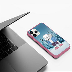 Чехол iPhone 11 Pro матовый Sans Winter, цвет: 3D-малиновый — фото 2