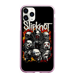 Чехол iPhone 11 Pro матовый Slipknot: Faces, цвет: 3D-розовый