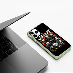 Чехол iPhone 11 Pro матовый Slipknot: Faces, цвет: 3D-салатовый — фото 2