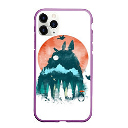 Чехол iPhone 11 Pro матовый Лесной Тоторо, цвет: 3D-фиолетовый