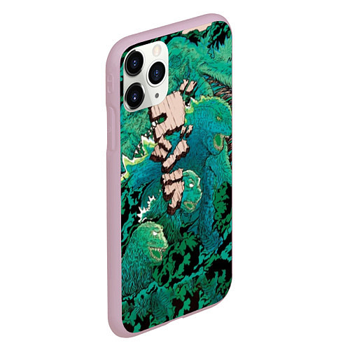 Чехол iPhone 11 Pro матовый Forest Godzilla / 3D-Розовый – фото 2