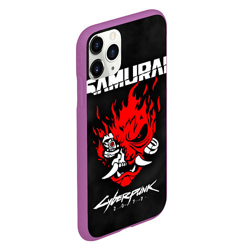 Чехол iPhone 11 Pro матовый Cyberpunk 2077: Samurai / 3D-Фиолетовый – фото 2