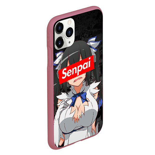 Чехол iPhone 11 Pro матовый Senpai Boobs / 3D-Малиновый – фото 2