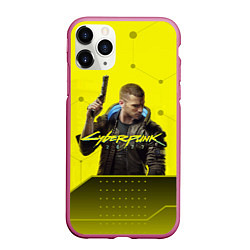 Чехол iPhone 11 Pro матовый CYBERPUNK 2077, цвет: 3D-малиновый