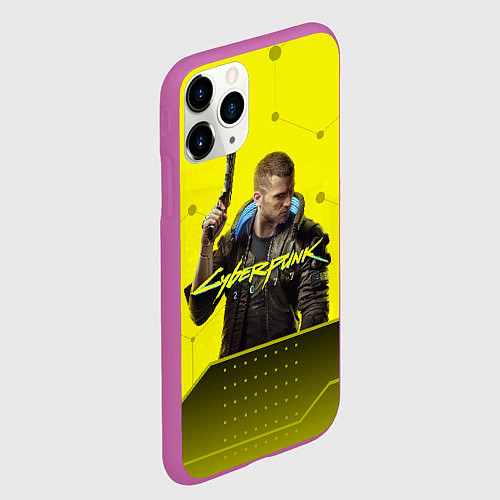 Чехол iPhone 11 Pro матовый CYBERPUNK 2077 / 3D-Фиолетовый – фото 2