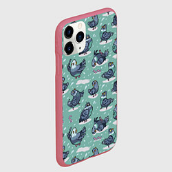 Чехол iPhone 11 Pro матовый Голуби и червяки, цвет: 3D-малиновый — фото 2