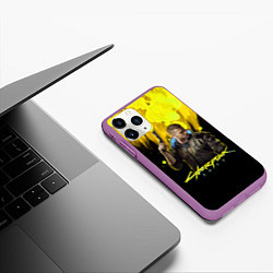 Чехол iPhone 11 Pro матовый Cyberpunk 2077, цвет: 3D-фиолетовый — фото 2