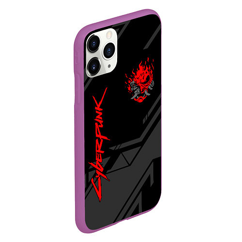 Чехол iPhone 11 Pro матовый Cyberpunk 2077: Grey Samurai / 3D-Фиолетовый – фото 2