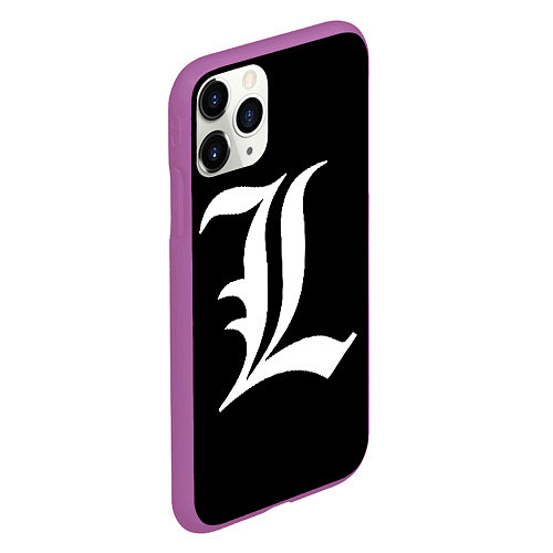 Чехол iPhone 11 Pro матовый DEATH NOTE ТЕТРАДЬ СМЕРТИ L / 3D-Фиолетовый – фото 2