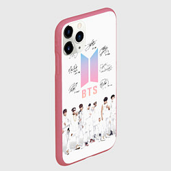 Чехол iPhone 11 Pro матовый BTS белый постер, цвет: 3D-малиновый — фото 2