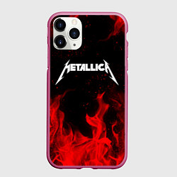 Чехол iPhone 11 Pro матовый METALLICA НА СПИНЕ, цвет: 3D-малиновый