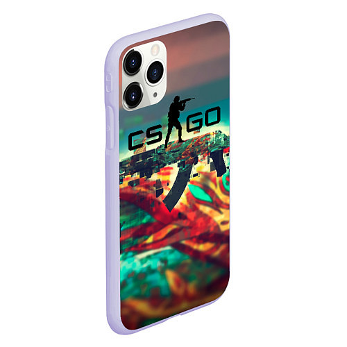 Чехол iPhone 11 Pro матовый CS GO logo abstract / 3D-Светло-сиреневый – фото 2