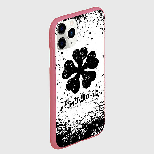 Чехол iPhone 11 Pro матовый ЧЁРНЫЙ КЛЕВЕР / 3D-Малиновый – фото 2