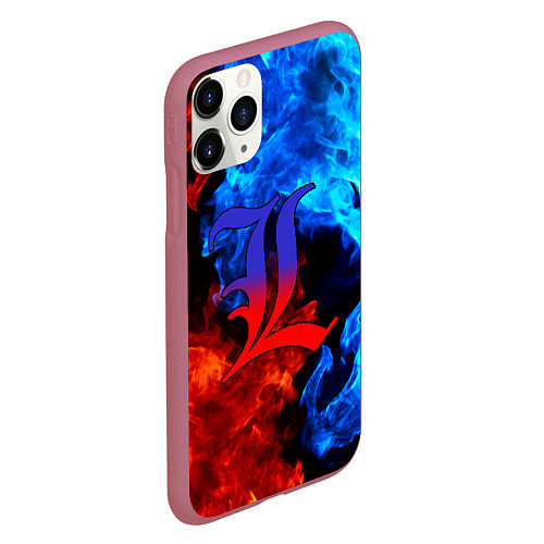 Чехол iPhone 11 Pro матовый L letter fire / 3D-Малиновый – фото 2