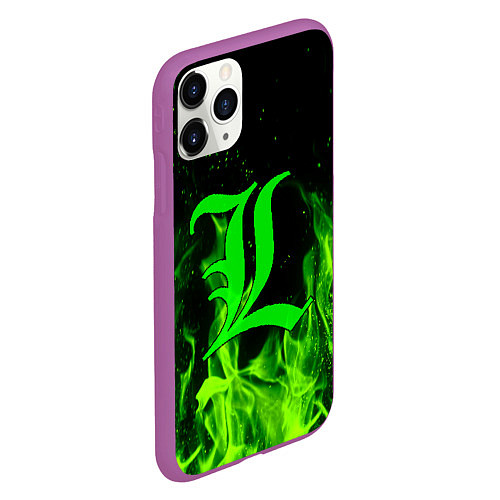 Чехол iPhone 11 Pro матовый L letter flame / 3D-Фиолетовый – фото 2