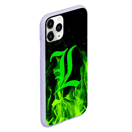 Чехол iPhone 11 Pro матовый L letter flame / 3D-Светло-сиреневый – фото 2