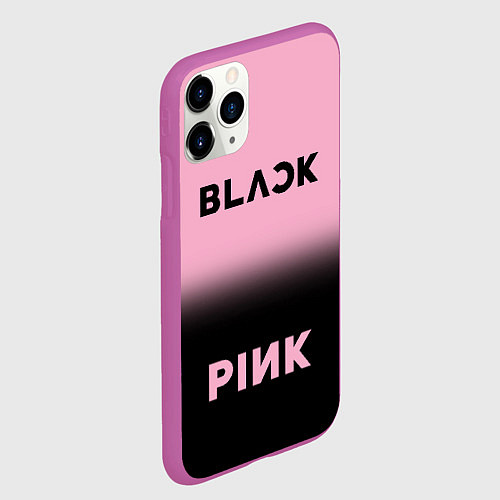 Чехол iPhone 11 Pro матовый Blackpink - розово-черный / 3D-Фиолетовый – фото 2