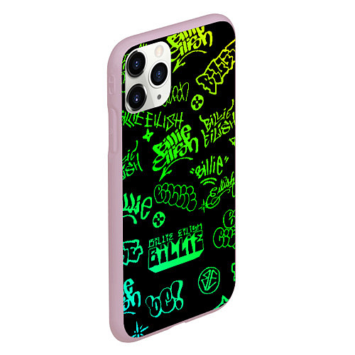 Чехол iPhone 11 Pro матовый BILLIE EILISH: Grunge Graffiti / 3D-Розовый – фото 2