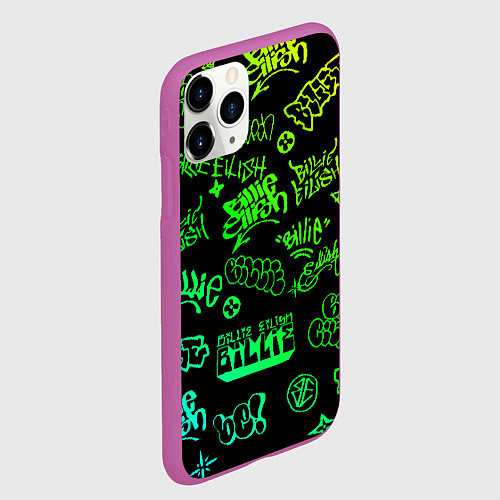 Чехол iPhone 11 Pro матовый BILLIE EILISH: Grunge Graffiti / 3D-Фиолетовый – фото 2
