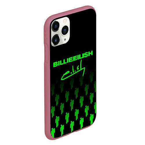 Чехол iPhone 11 Pro матовый Billie Eilish: Green & Black Autograph / 3D-Малиновый – фото 2