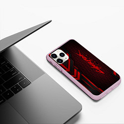 Чехол iPhone 11 Pro матовый Cyberpunk 2077, цвет: 3D-розовый — фото 2