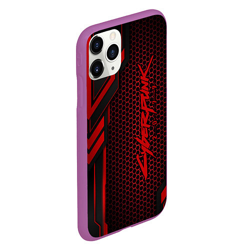 Чехол iPhone 11 Pro матовый Cyberpunk 2077 / 3D-Фиолетовый – фото 2